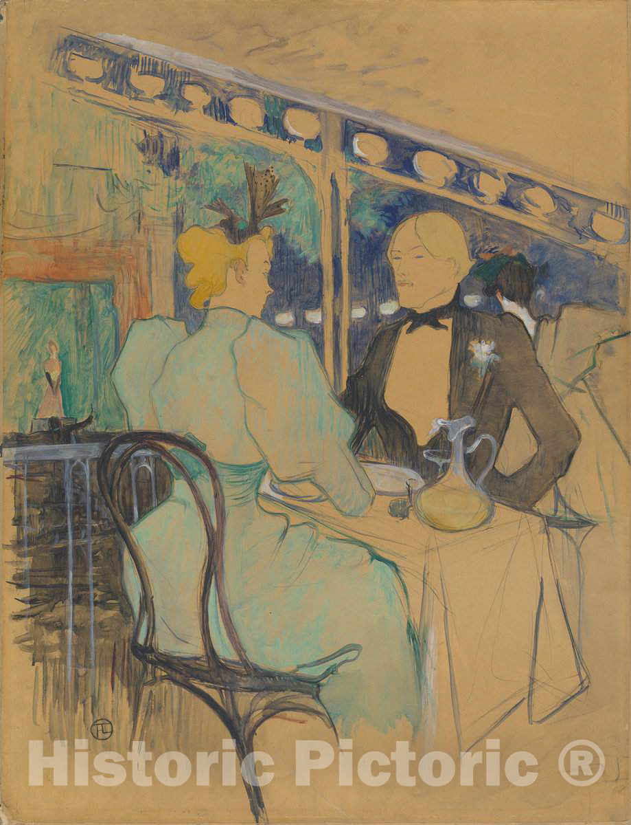 Art Print : Henri de Toulouse-Lautrec, Fashionable People at Les Ambassadeurs (Aux Ambassadeurs: Gens Chic), 1893 - Vintage Wall Art