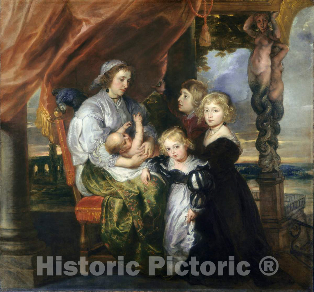 Art Print : Rubens, Deborah Kip, Wife of Sir Balthasar Gerbier, and Her Children, c.1629 - Vintage Wall Art