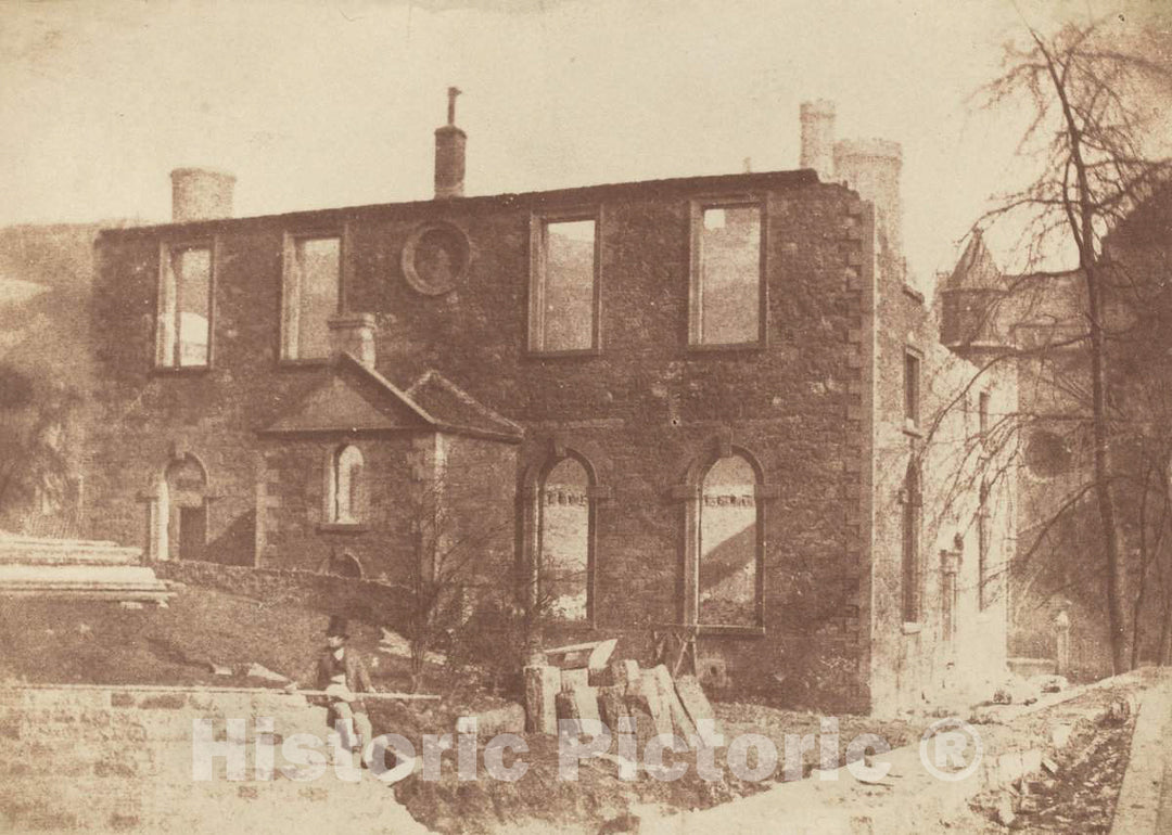 Art Print : Octavius Hill and Adamson, Lady Glenorchy's Chapel During Demolition, on The site of Waverley Station, c. 1846 - Vintage Wall Art