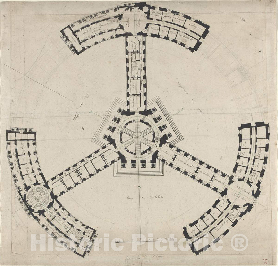 Art Print : Ground Plan for an Academy of The Fine Arts, c.1770 - Vintage Wall Art