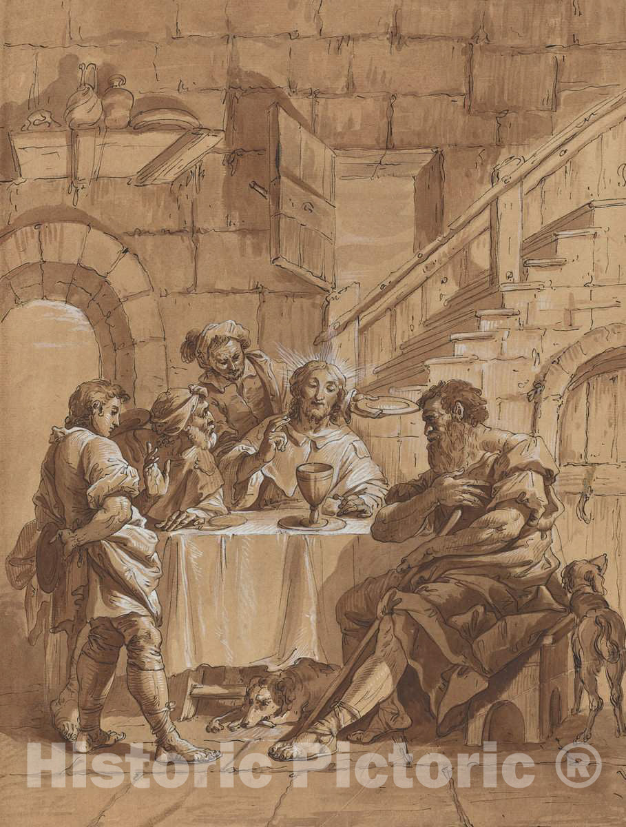 Art Print : Francesco Fontebasso, Supper at Emmaus, 18th Century - Vintage Wall Art