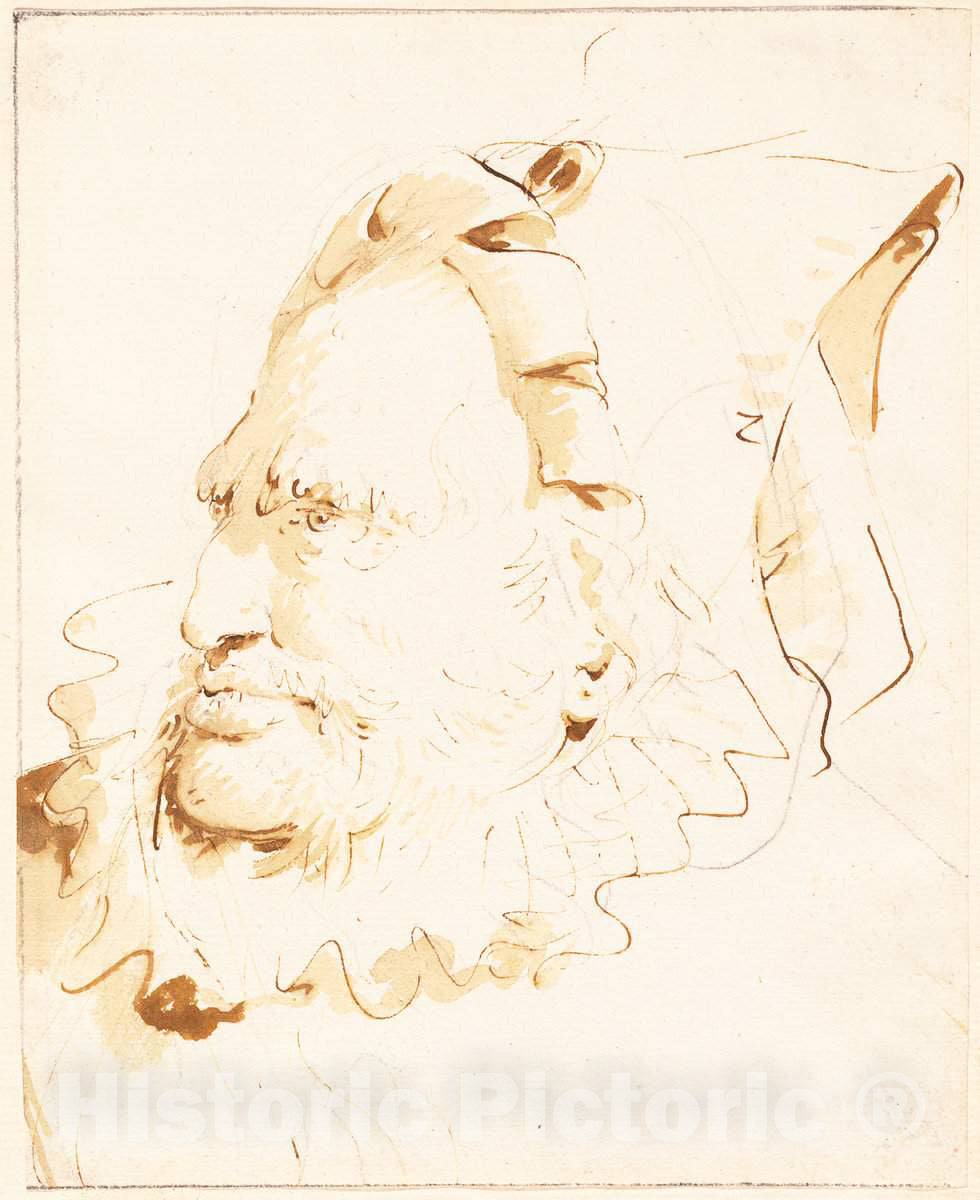 Art Print : Giovanni Battista Tiepolo, Head of a Magician, c. 1760 - Vintage Wall Art