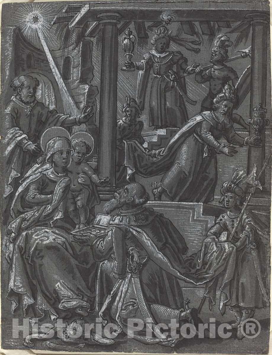 Art Print : The Adoration of The Kings [Recto], c. 1600 - Vintage Wall Art