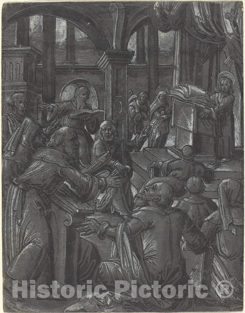 Art Print : Christ Disputing with The Doctors, c. 1600 - Vintage Wall Art