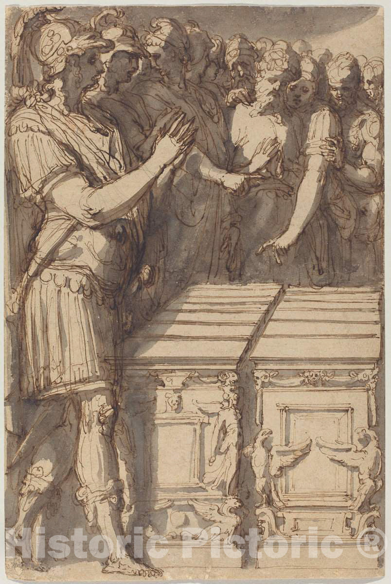 Art Print : Perino del Vaga, Alexander Consecrating The Altars for The Twelve Olympian Gods, c.1546 - Vintage Wall Art