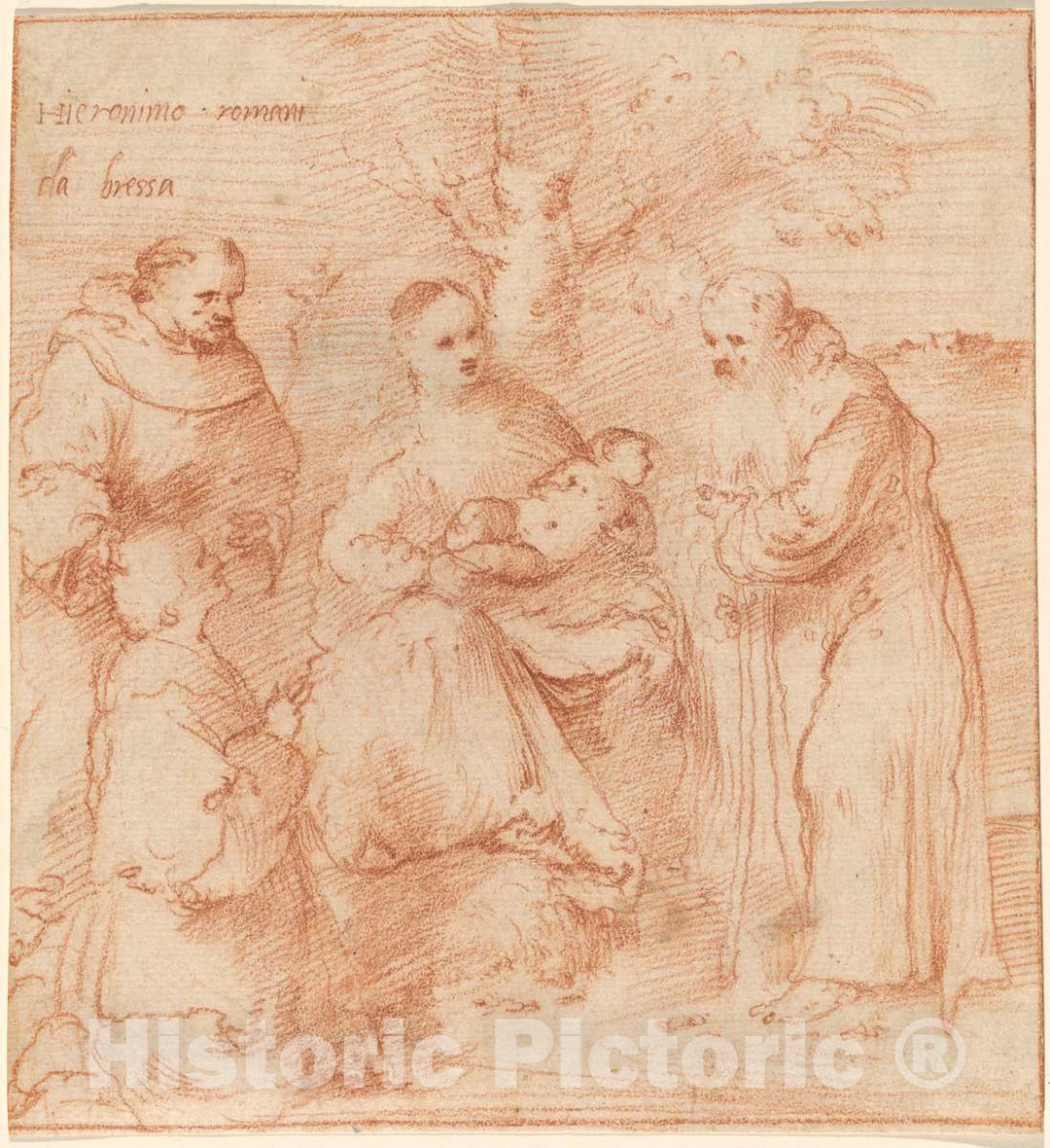 Art Print : Girolamo Romanino, The Madonna and Child with Saints Francis and Anthony Abbot and a Donor, c.1517 - Vintage Wall Art