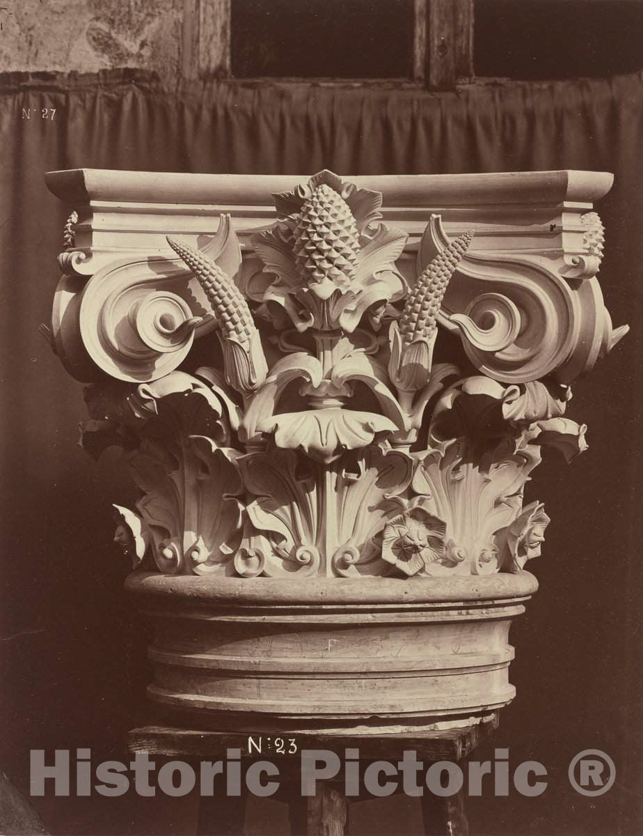 Art Print : Louis-Ã‰mile Durandelle, Ornamental Sculpture from The Paris Opera House (Column Fragment), c.1870 - Vintage Wall Art