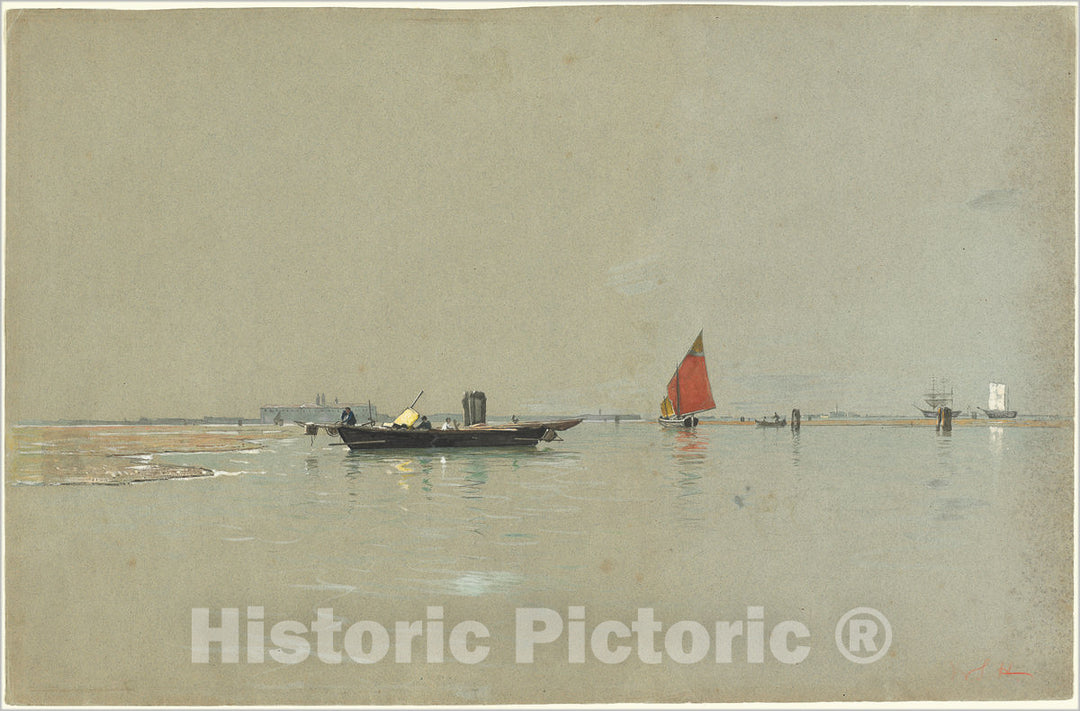 Art Print : Haseltine, A Venetian Lagoon, c.1873 - Vintage Wall Art