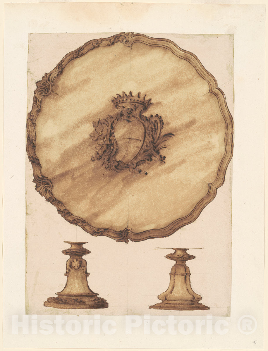 Art Print : Luigi Valadier, A Salver and an Openwork Base, c.1758 - Vintage Wall Art