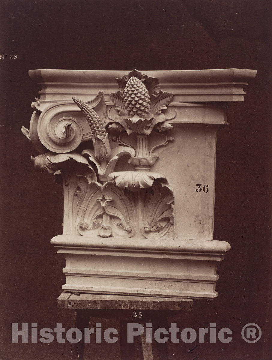 Art Print : Louis-Ã‰mile Durandelle, Ornamental Sculpture from The Paris Opera House (Column Detail), c.1870 - Vintage Wall Art