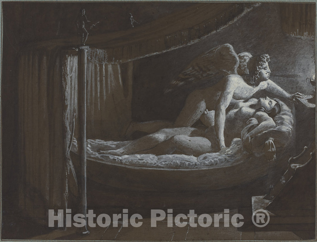 Art Print : FranÃ§ois-Edouard Picot, Cupid with Psyche Extinguishing The Lamp - Vintage Wall Art