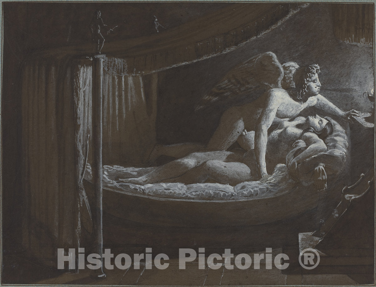 Art Print : FranÃ§ois-Edouard Picot, Cupid with Psyche Extinguishing The Lamp - Vintage Wall Art