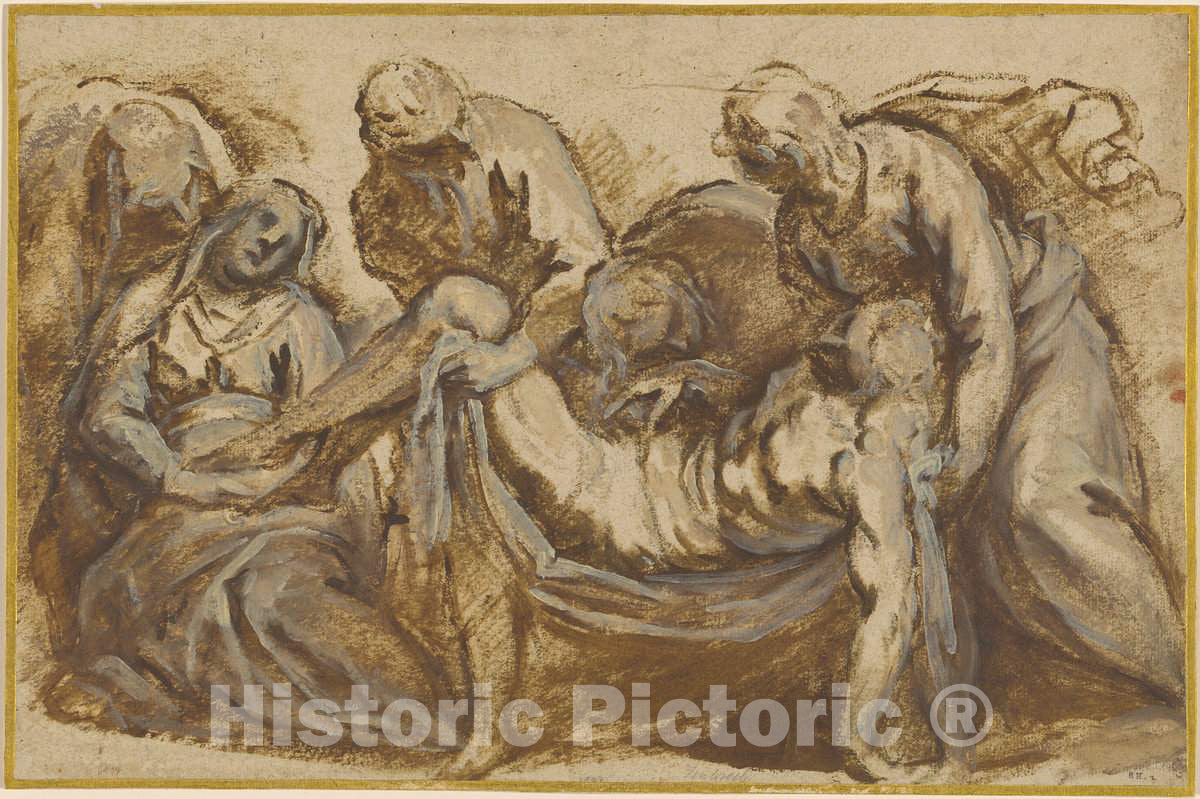 Art Print : Jacopo Palma il Giovane, Christ Carried to The Tomb, c.1614 - Vintage Wall Art