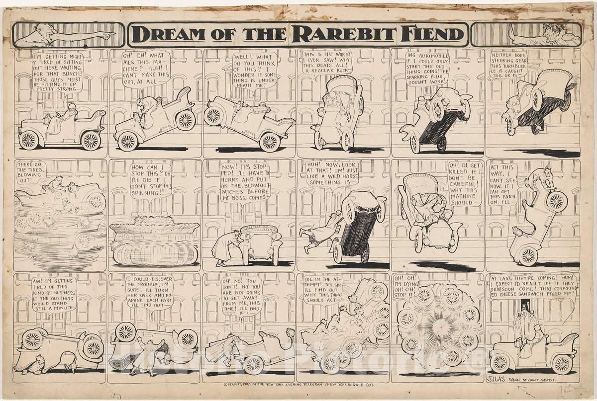 Art Print : Winsor McCay, Dream of The Rarebit Fiend: Bucking Automobile, 1907 - Vintage Wall Art