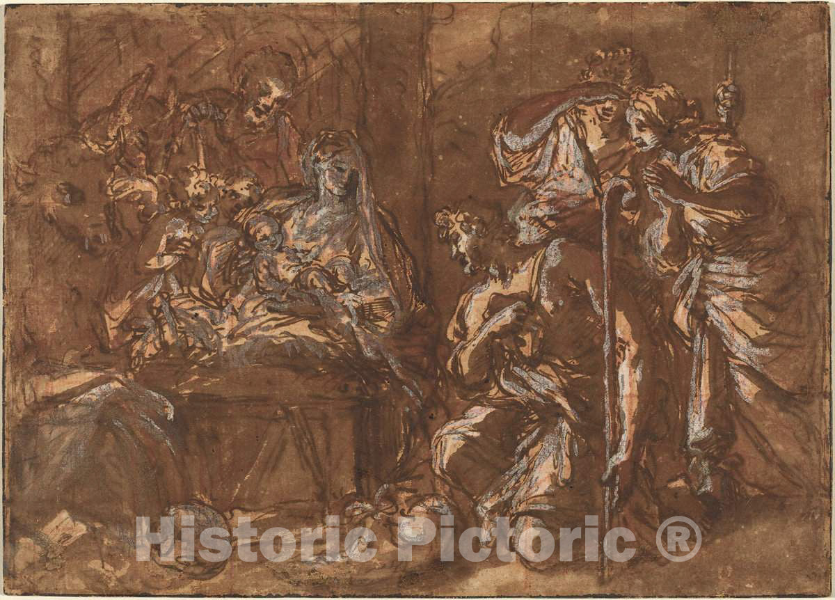 Art Print : Giuseppe Passeri, The Adoration of The Shepherds - Vintage Wall Art