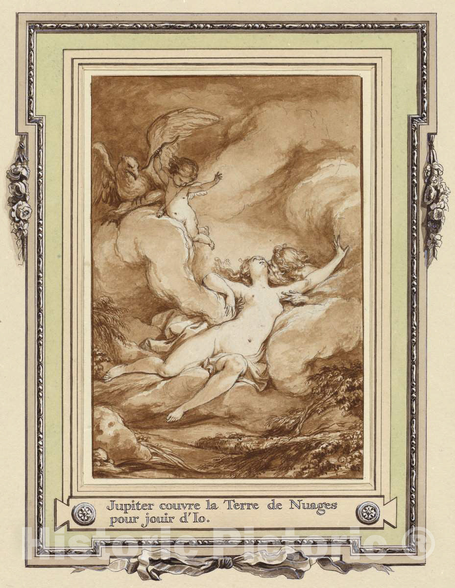 Art Print : Charles Monnet, Jupiter couvre la Terre de Nuages Pour jouir d'Io, c.1769 - Vintage Wall Art