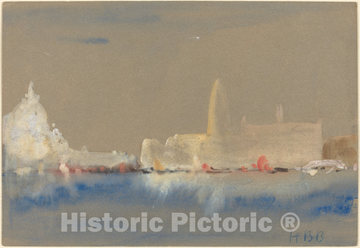 Art Print : Hercules Brabazon Brabazon, The Salute and The Palazzo Ducale from The Bacino di San Marco - Vintage Wall Art