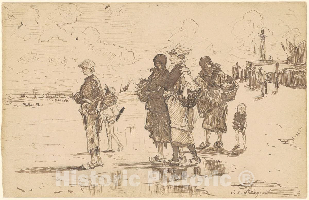 Art Print : John Singer Sargent, En Route Pour la pÃªche (Setting Out to Fish) [After Oyster Gatherers of Cancale], 1878 - Vintage Wall Art