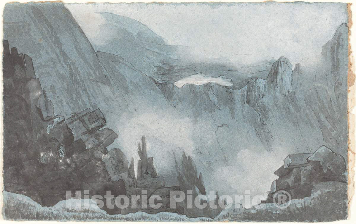 Art Print : John Sell Cotman, Mountain Scene with Rocks, First Half 19th Century - Vintage Wall Art