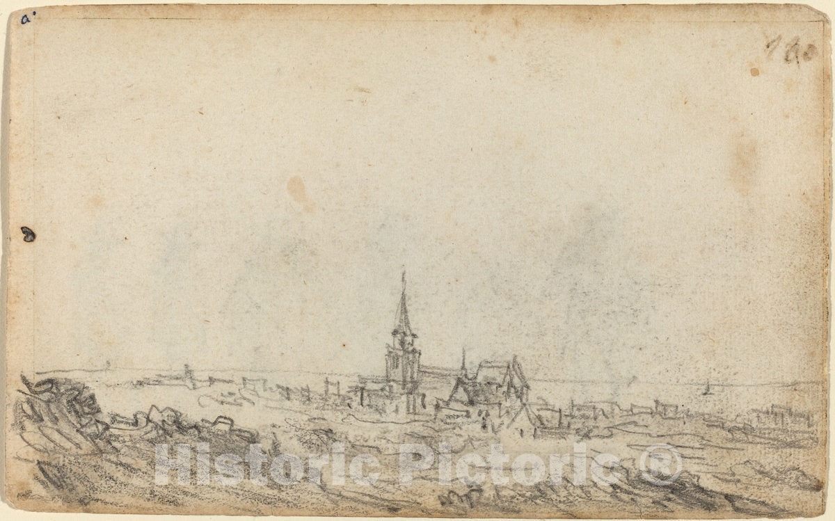 Art Print : Jan Van Goyen, View of Scheveningen [Recto], c.1651 - Vintage Wall Art