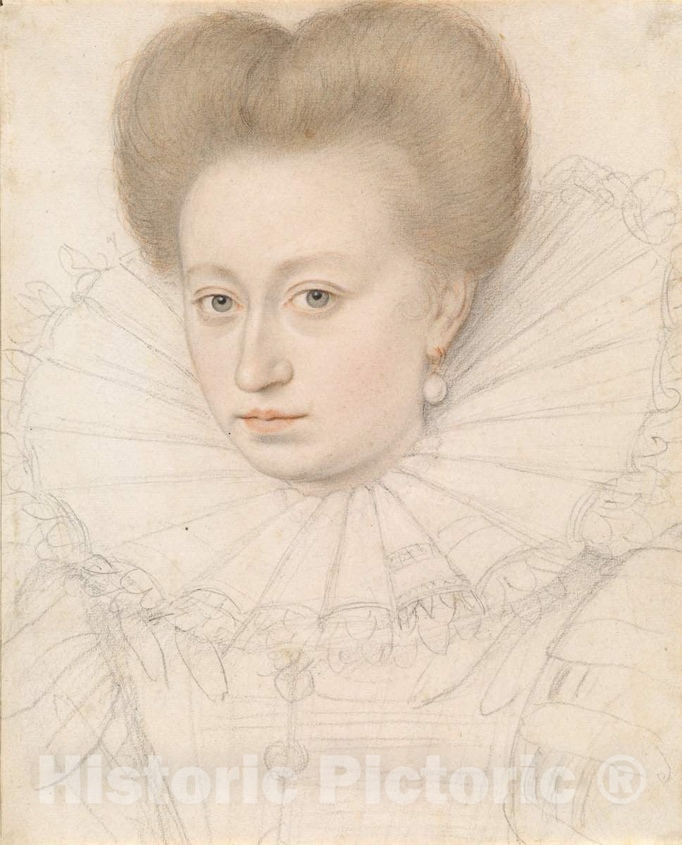 Art Print : FranÃ§ois Quesnel, Portrait of a Noblewoman (Madame de Pellegars?), c.1593 - Vintage Wall Art