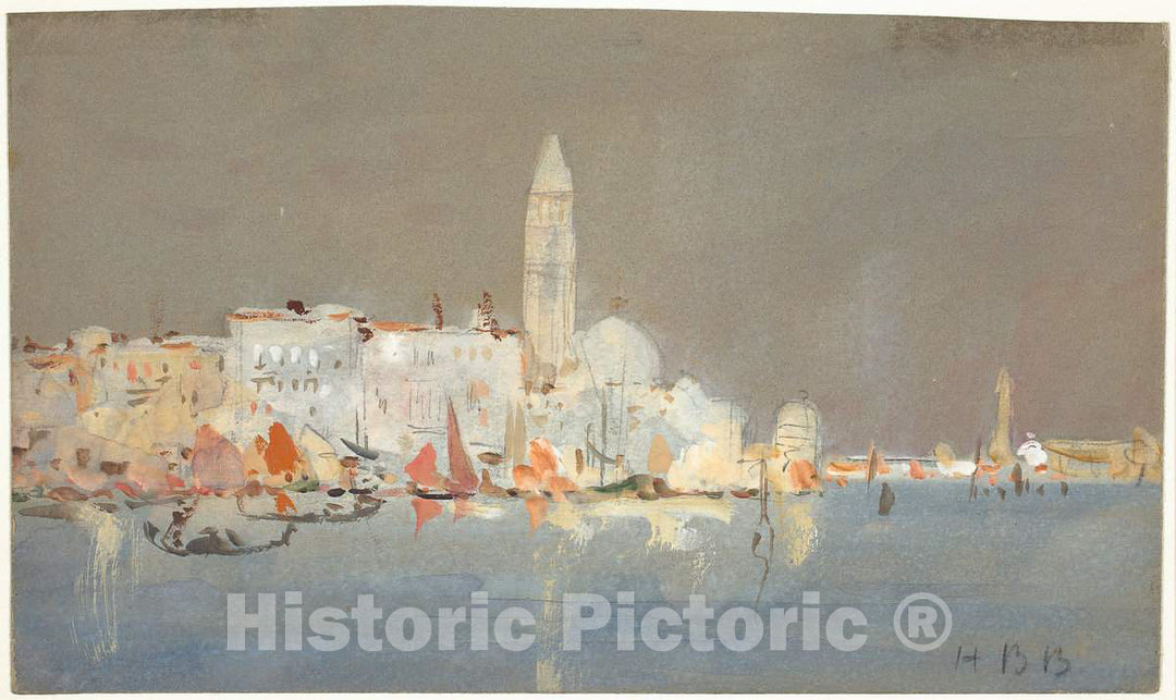 Art Print : Hercules Brabazon Brabazon, View of Venice and The Isola di San Giorgio Maggiore from The Giudecca - Vintage Wall Art