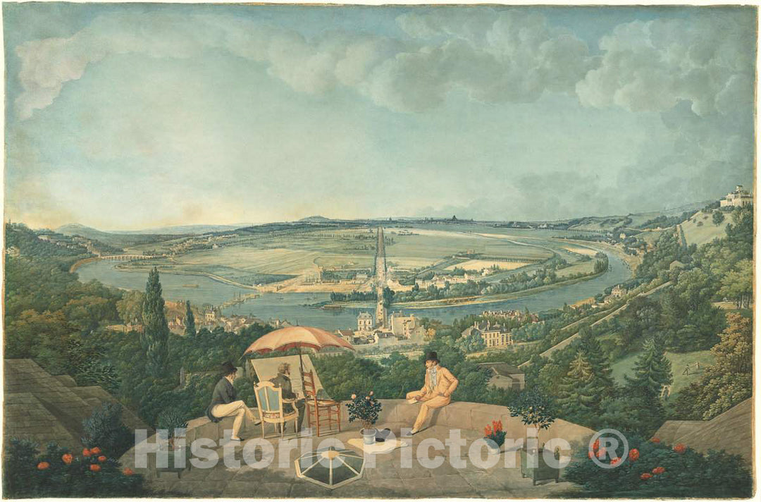 Art Print : Carle Vernet, View of Paris from The Terrace of The Pavillon de Brimborion, c.1811 - Vintage Wall Art