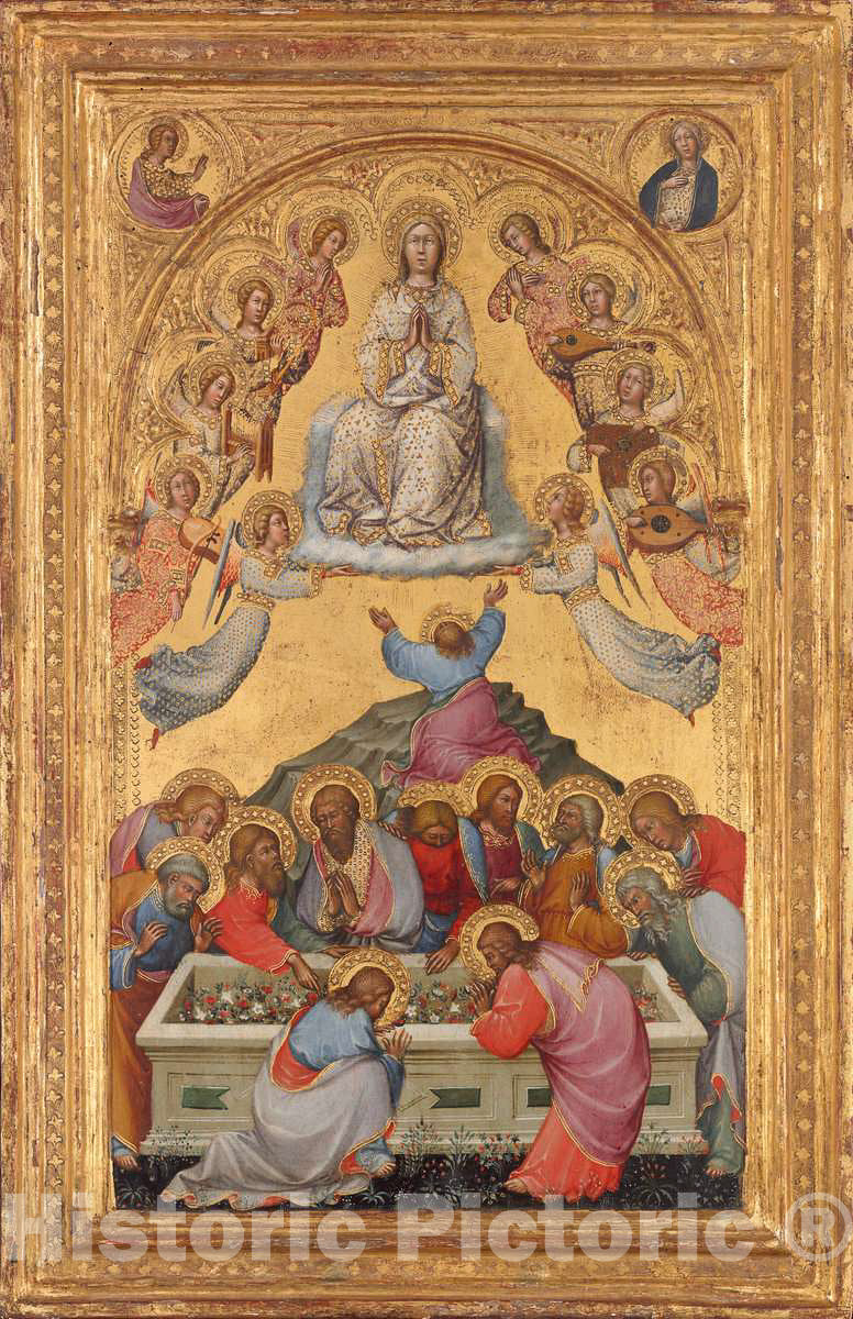 Art Print : Paolo di Giovanni Fei, The Assumption of The Virgin with Busts of The Archangel Gabriel and The Virgin of The Annunciation, c.1403 - Vintage Wall Art