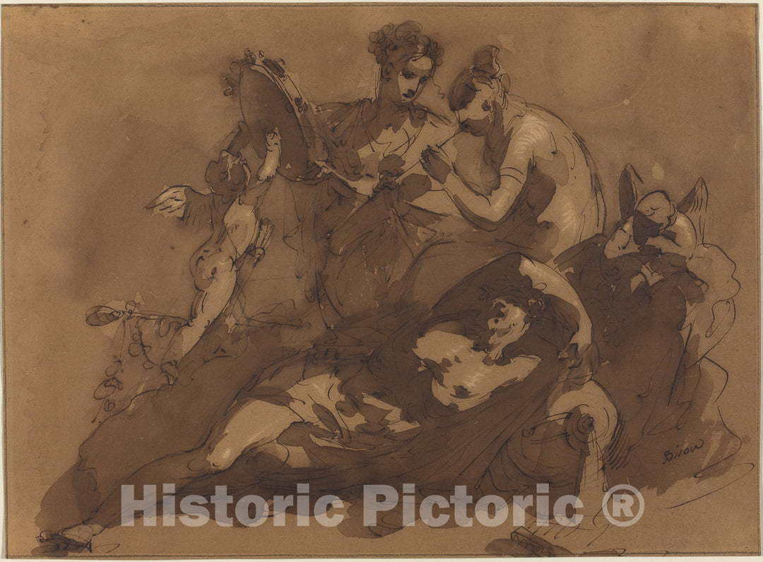 Art Print : Giuseppe Bernardino Bison, A Mythological Scene with Sea Gods - Vintage Wall Art