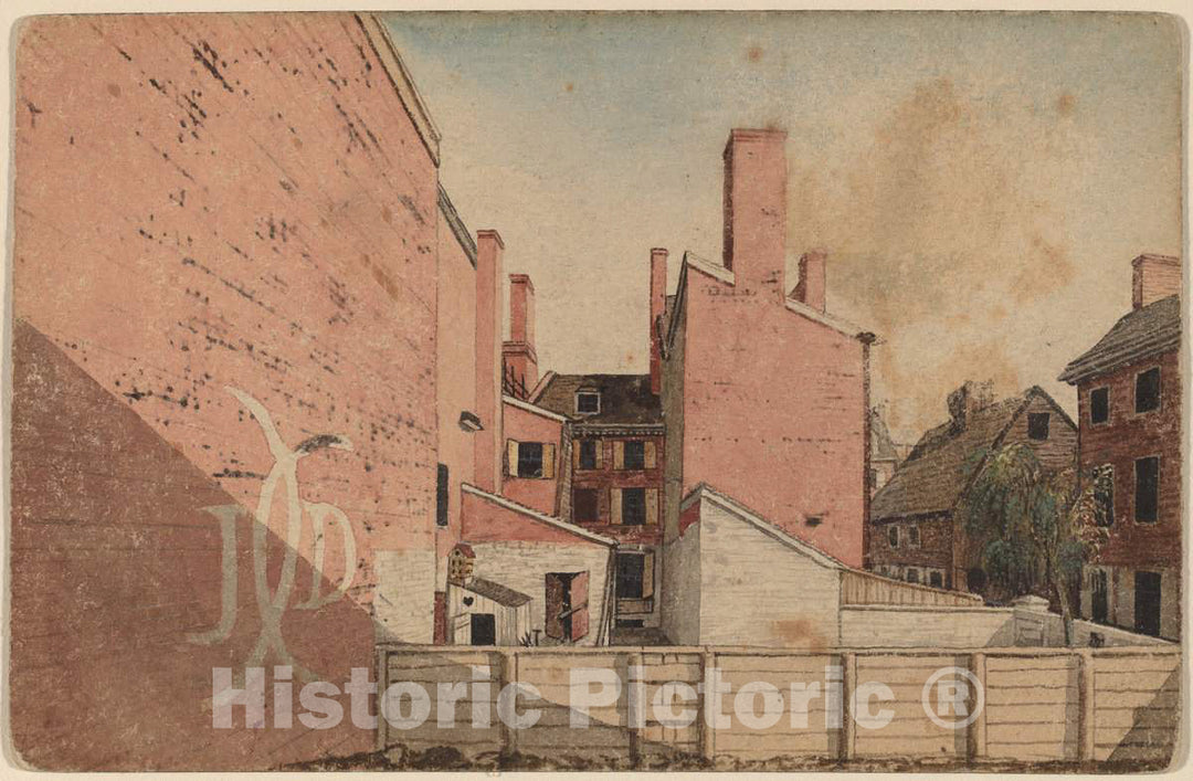 Art Print : A View from an East Window in The Old Sugar House, No.3 Norris' Alley, Philadelphia, 1811 - Vintage Wall Art