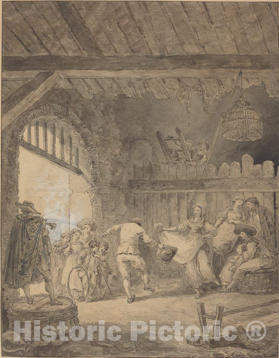 Art Print : Hubert Robert, The Peasant Dance, c.1773 - Vintage Wall Art