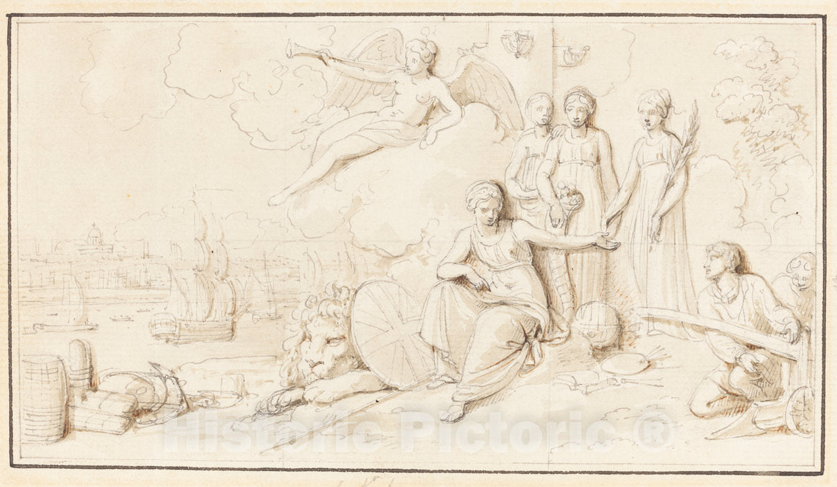 Art Print : Robert Smirke, an Allegory of Britain's Mercantile Power - Vintage Wall Art