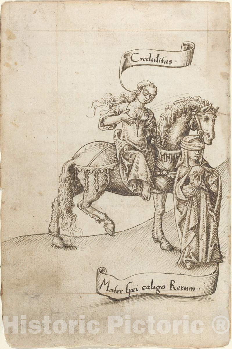 Art Print : Credulity Preparing to Nurse The Mother of Hope [FOL. 18 Verso], c.1514 - Vintage Wall Art