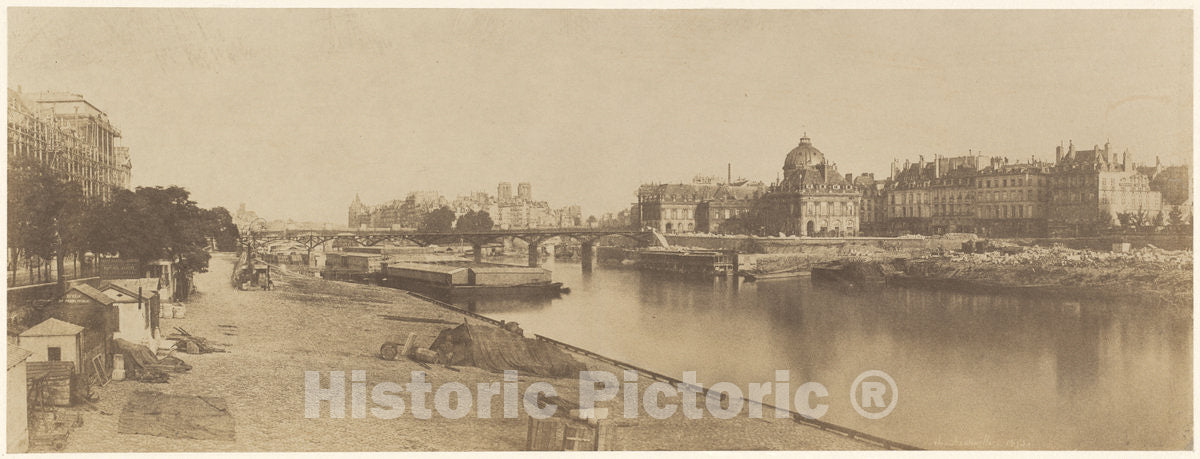 Art Print : Charles Marville, The Seine from The Pont du Carrousel Looking Towards Notre Dame, 1853 - Vintage Wall Art