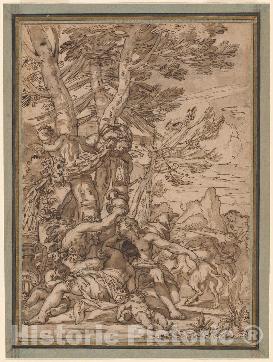 Art Print : Giuseppe Nicola Nasini, A Bacchanal, c. 1700 - Vintage Wall Art