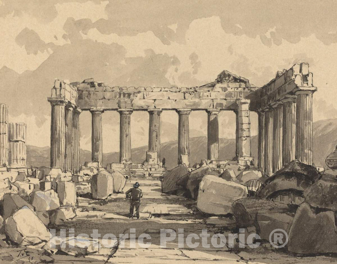 Art Print : Themistocles von Eckenbrecher, Parthenon, Inside, 1890 - Vintage Wall Art