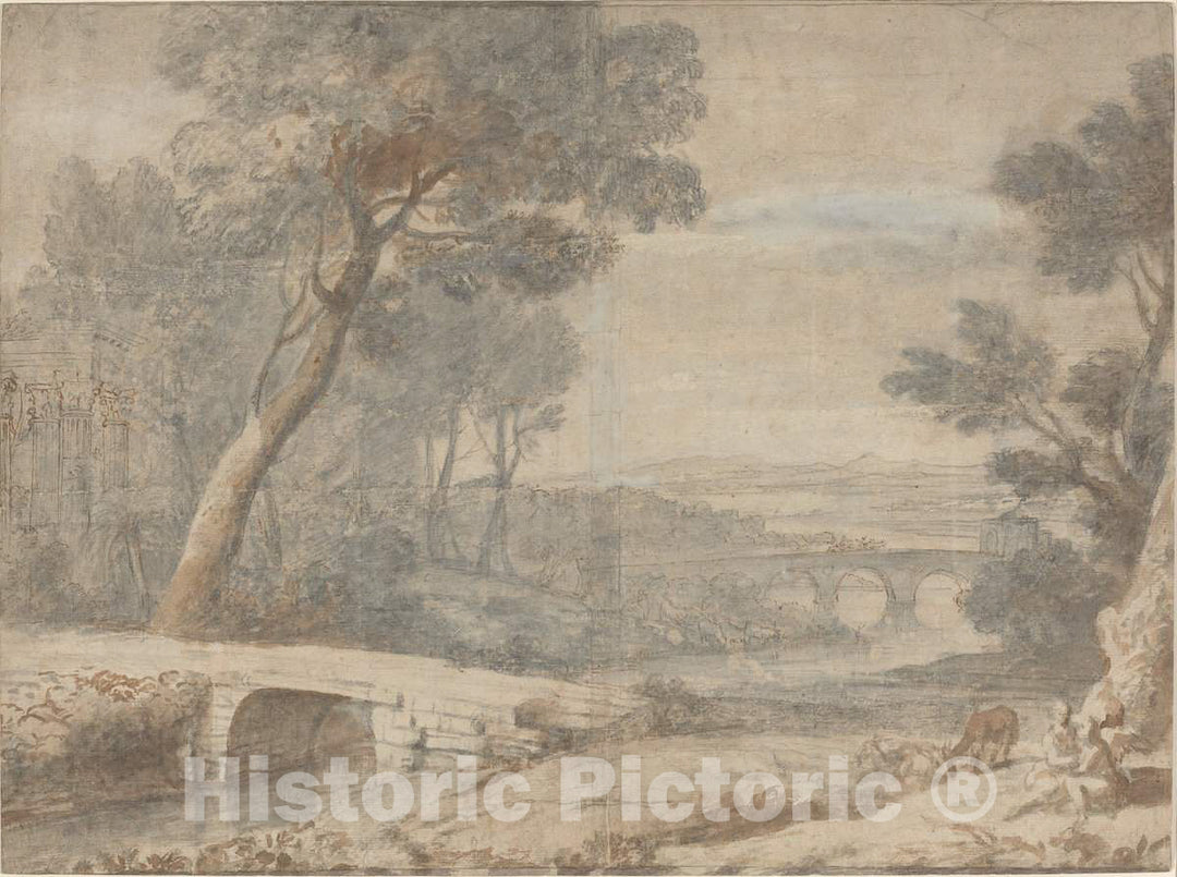 Art Print : Lorrain, The Rest on The Flight into Egypt, Late 17th Century - Vintage Wall Art