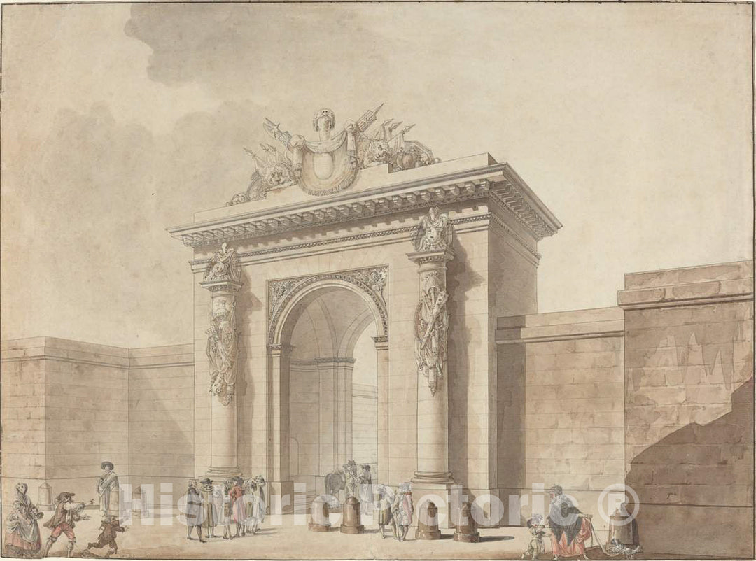 Art Print : Claude Nicolas Ledoux, Portal of The HÃ´tel d'UzÃ¨s, rue Montmartre, Paris, 1768 or 1784 - Vintage Wall Art