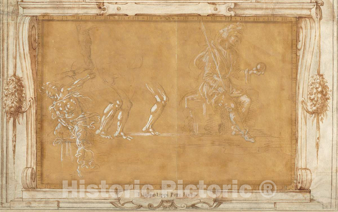 Art Print : Filippino Lippi, Various Figure Studies, c.1494 - Vintage Wall Art