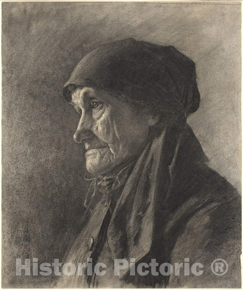 Art Print : LÃ©on-Augustin Lhermitte, an Elderly Peasant Woman, c. 1878 - Vintage Wall Art