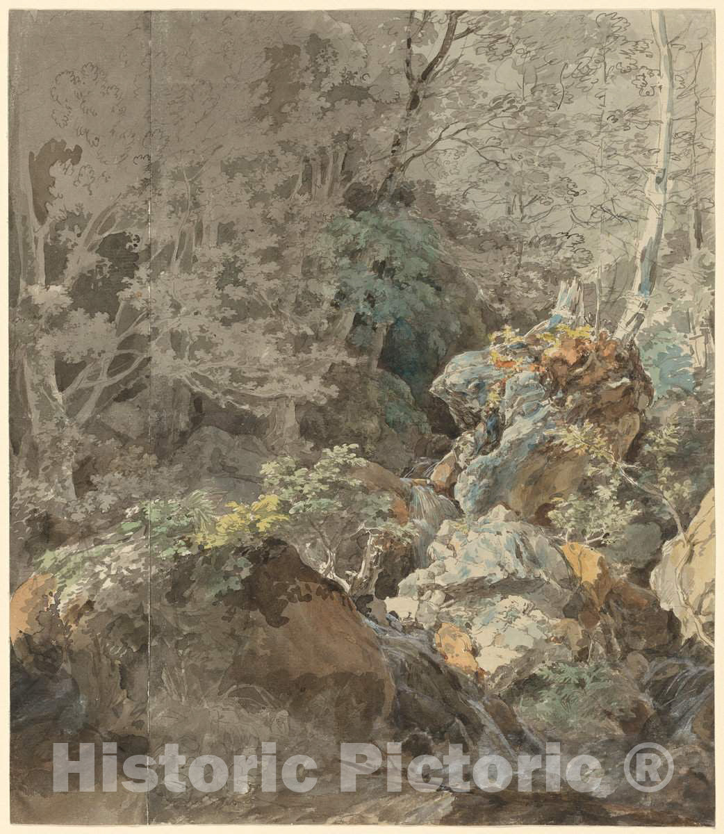 Art Print : Johann Georg von Dillis, Waterfalls in a Mountain Forest, 1797 - Vintage Wall Art