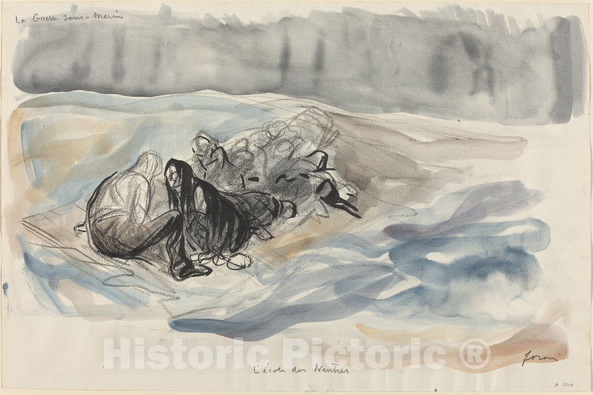 Art Print : Louis Forain, La Guerre Sous-Marine. L'ecole des Neutres, c.1917 - Vintage Wall Art