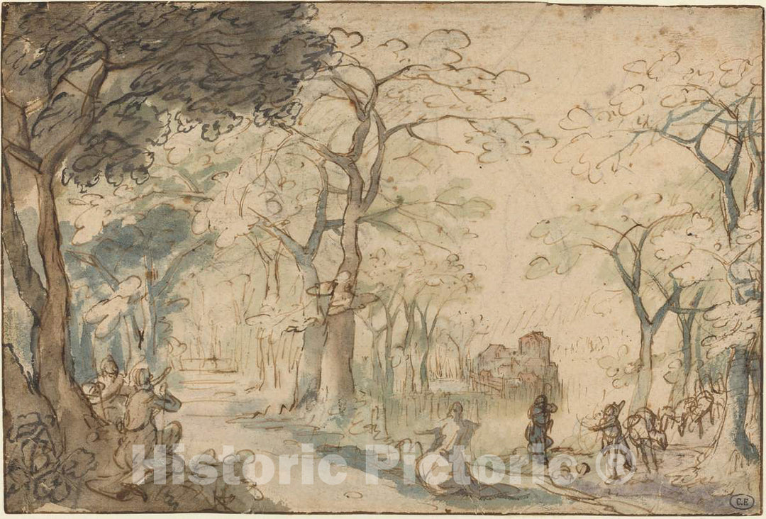 Art Print : David Vinckboons, Landscape with Elisha Mocked, c. 1610 - Vintage Wall Art