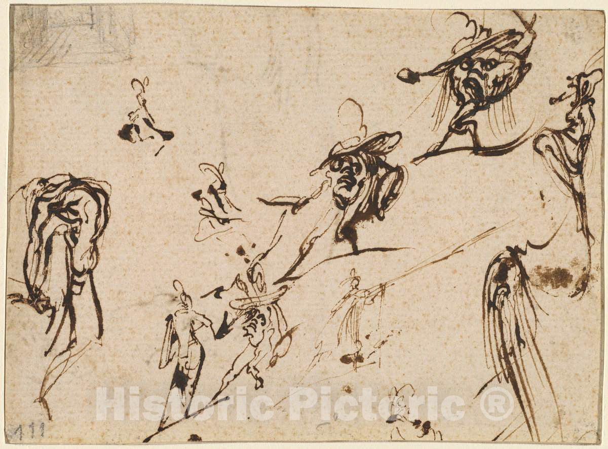 Art Print : Jacques Callot, Gobbi and Other Bizarre Figures, c.1617 - Vintage Wall Art