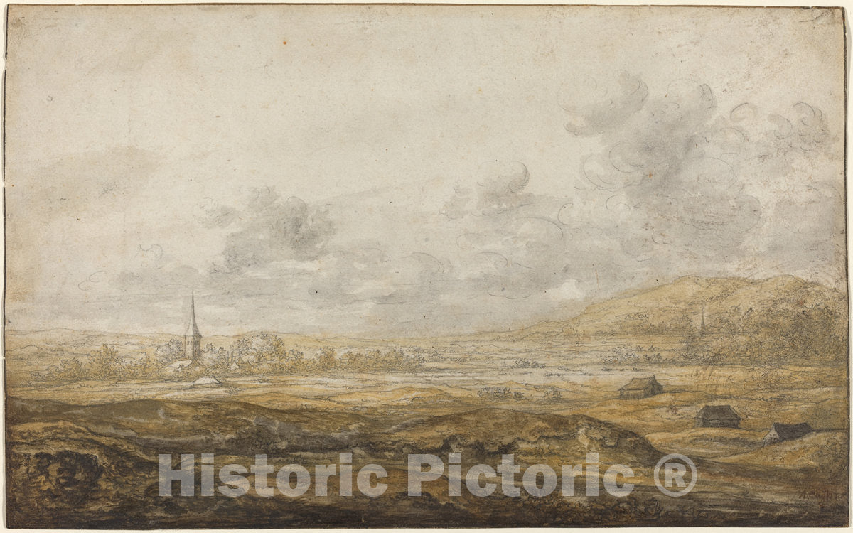 Art Print : Aelbert Cuyp, Panoramic Landscape Along The Rhine, 1640s - Vintage Wall Art