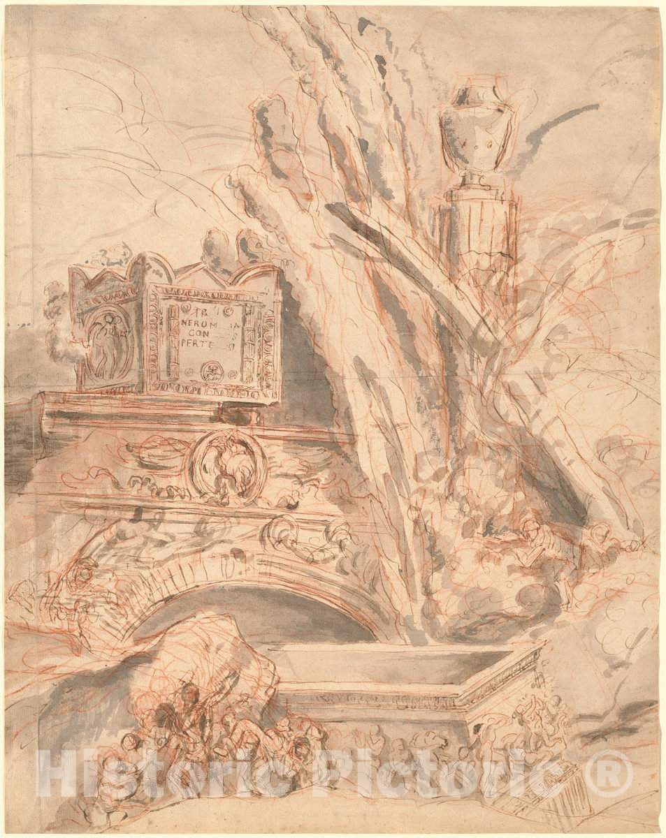 Art Print : Giovanni Battista Piranesi, Grottesco with The Tomb of Nero, 1747 - Vintage Wall Art