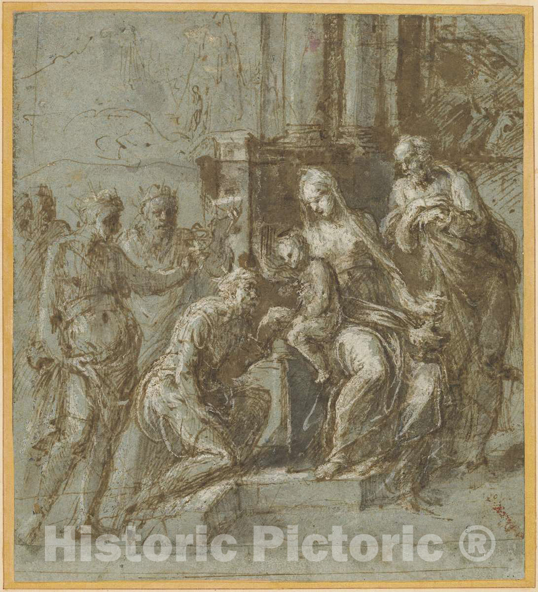 Art Print : Biagio Pupini, The Adoration of The Magi, c.1525 - Vintage Wall Art