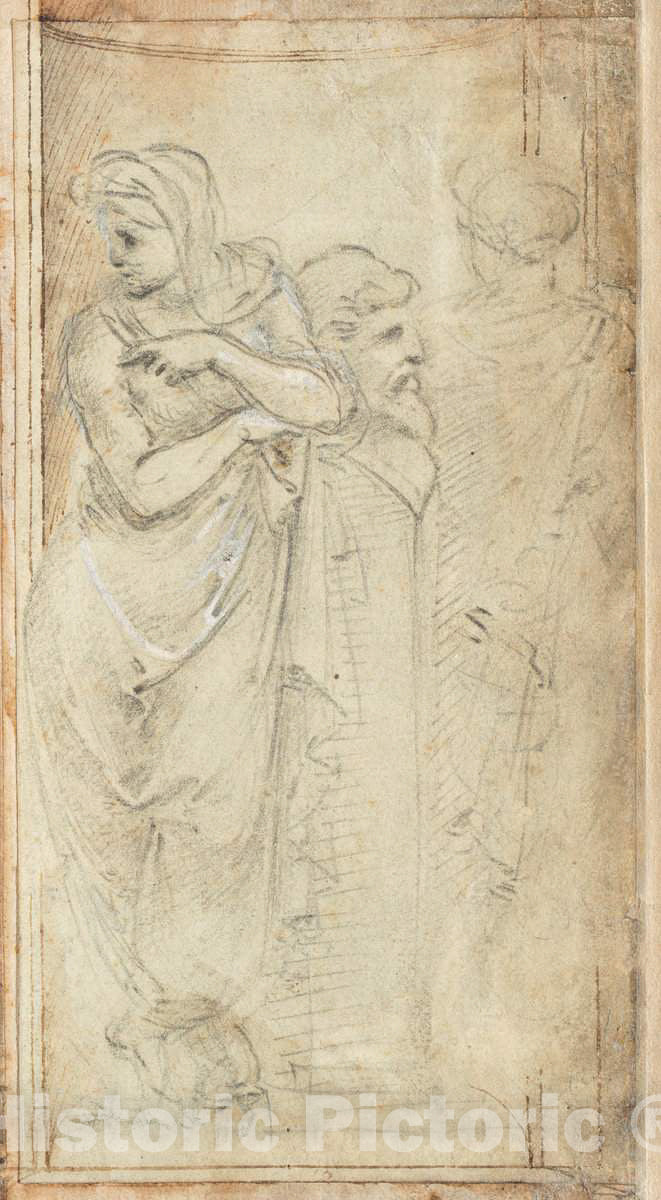 Art Print : Filippino Lippi, Two Draped Women Standing on Either Side of a Herm, c.1491 - Vintage Wall Art