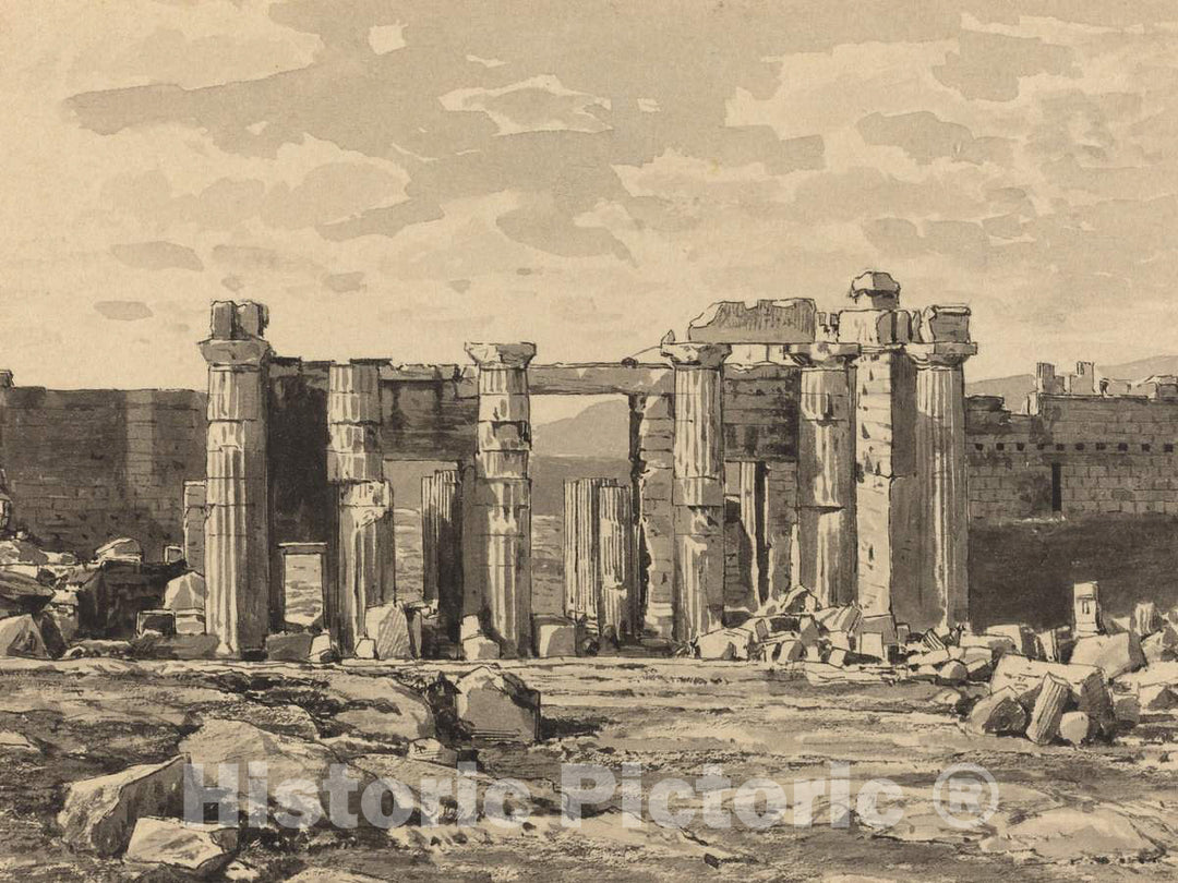 Art Print : Themistocles von Eckenbrecher, The Propylaeum from The East, 1890 - Vintage Wall Art