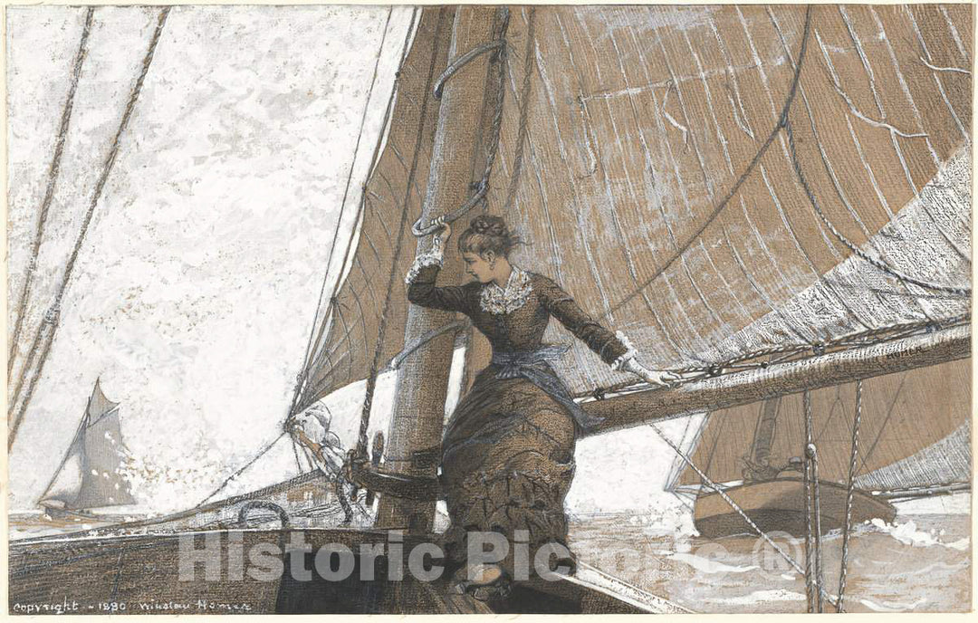 Art Print : Winslow Homer, Yachting Girl, 1880 - Vintage Wall Art